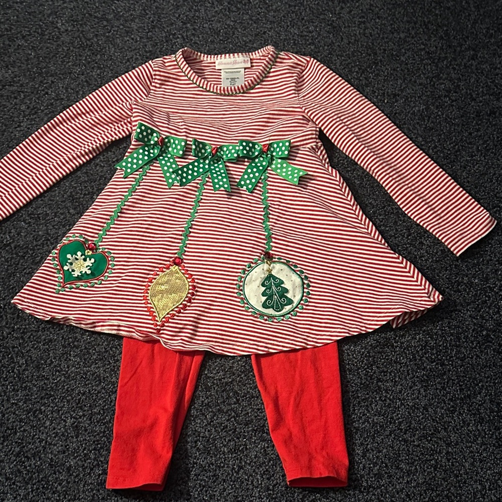 Festive Red and Green Striped Kids Set